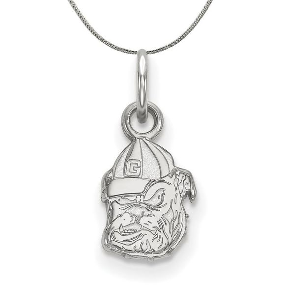 Sterling Silver U. of Georgia XS (Tiny) Pendant Necklace - 16 Inch